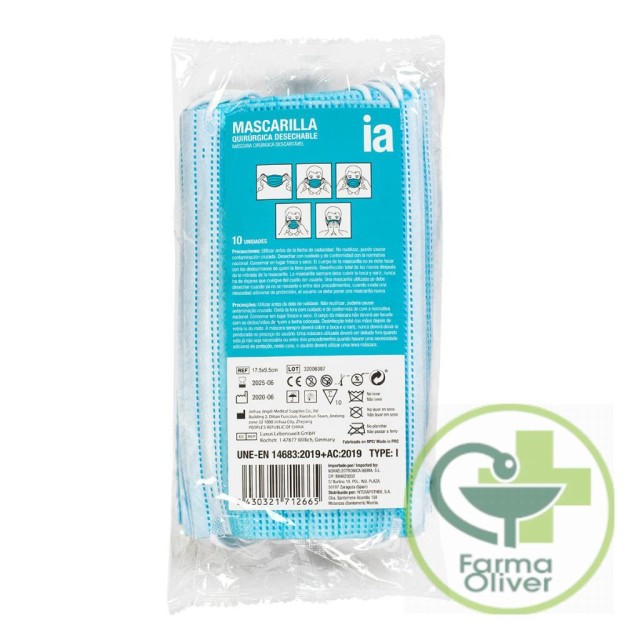 Mascarilla quirúrgica desechable Interapothek